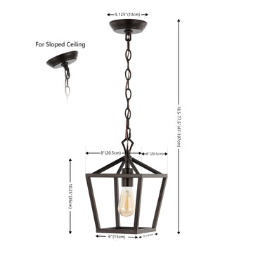 Oslin 8" Vintage Farmhouse Iron Chain Pagoda LED Pendant - JONATHAN Y